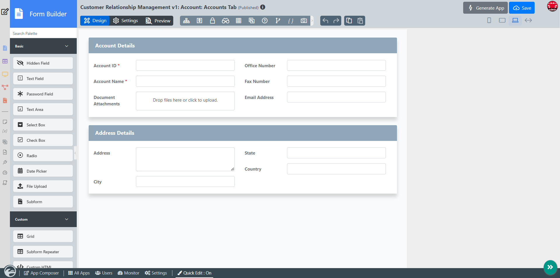 Drag-and-drop visual builder