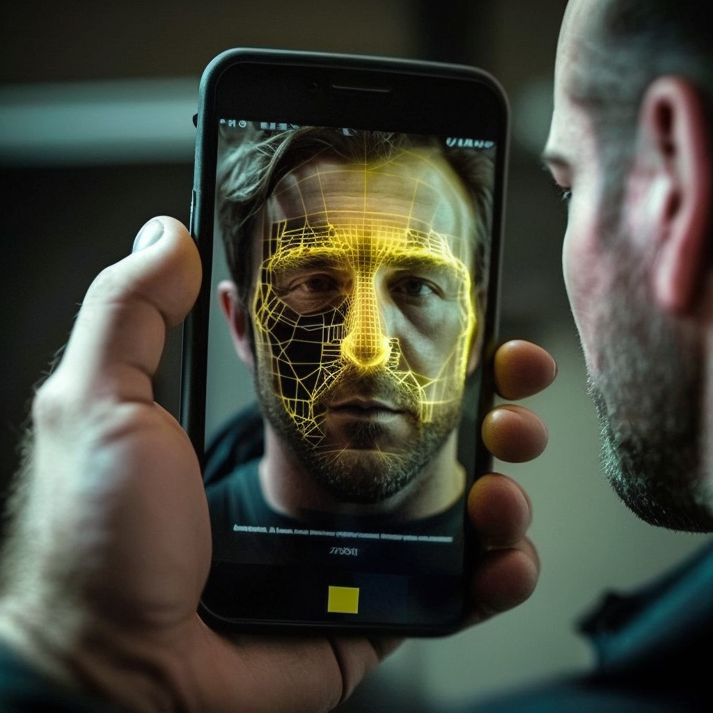 human undergoing facial verification scan from phone 