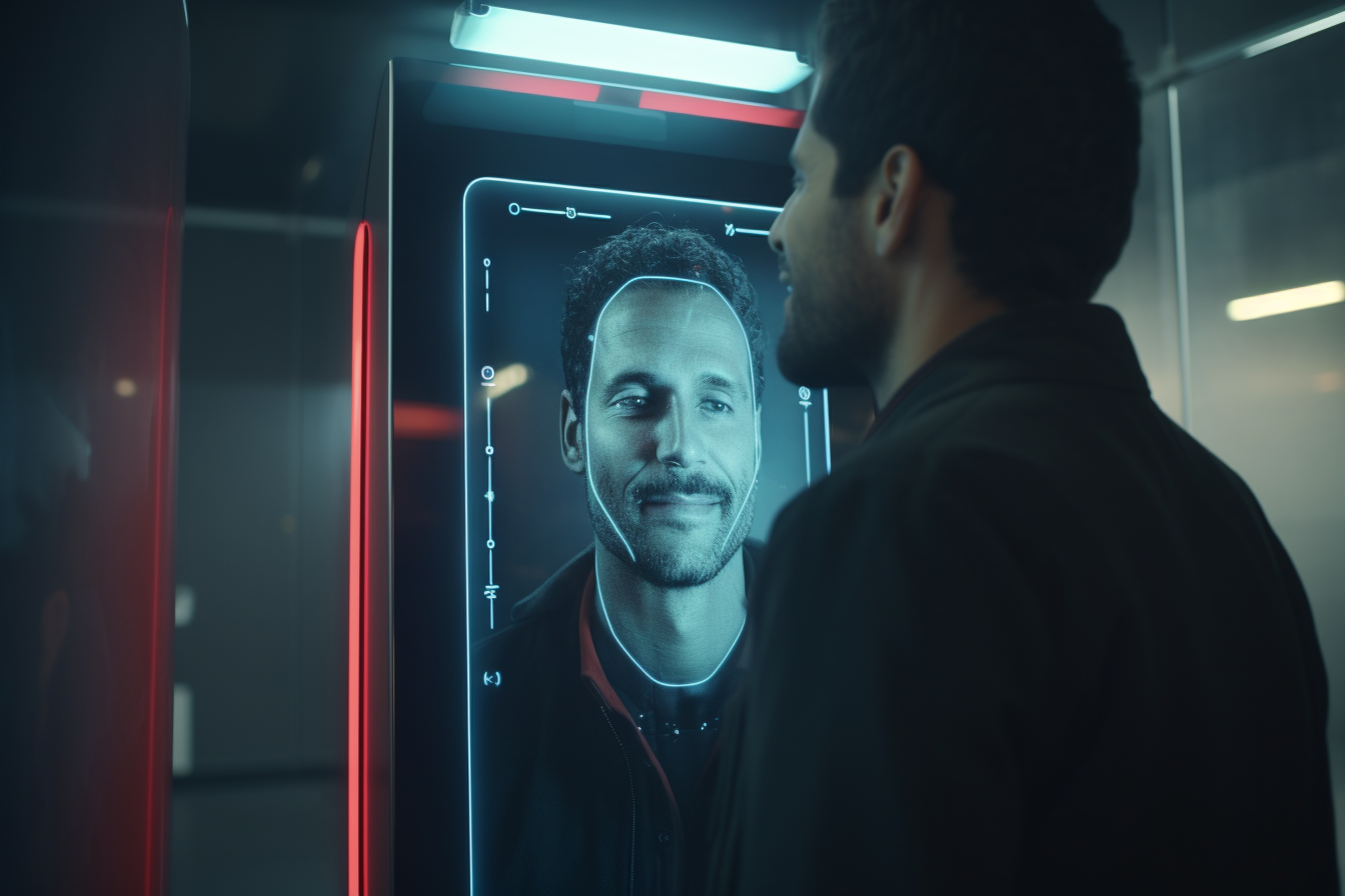 person undergoing facial scan at a camera standkiosk 4k 7b624ae9 8af0 4a5b a12f d67a992bf8dd
