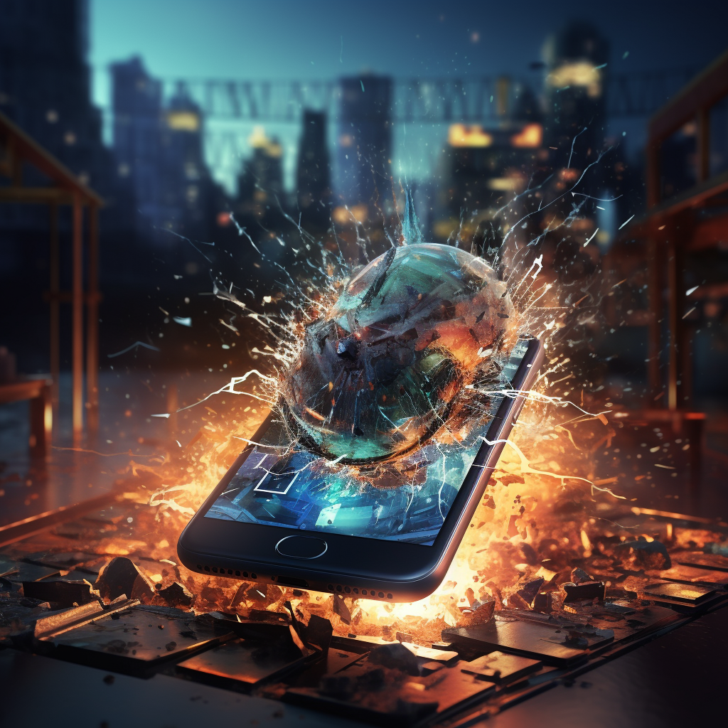 device attacks mobile device 4k hyperrealistic 327e3e17 8b3c 46c3 a67a f1776ea9b362