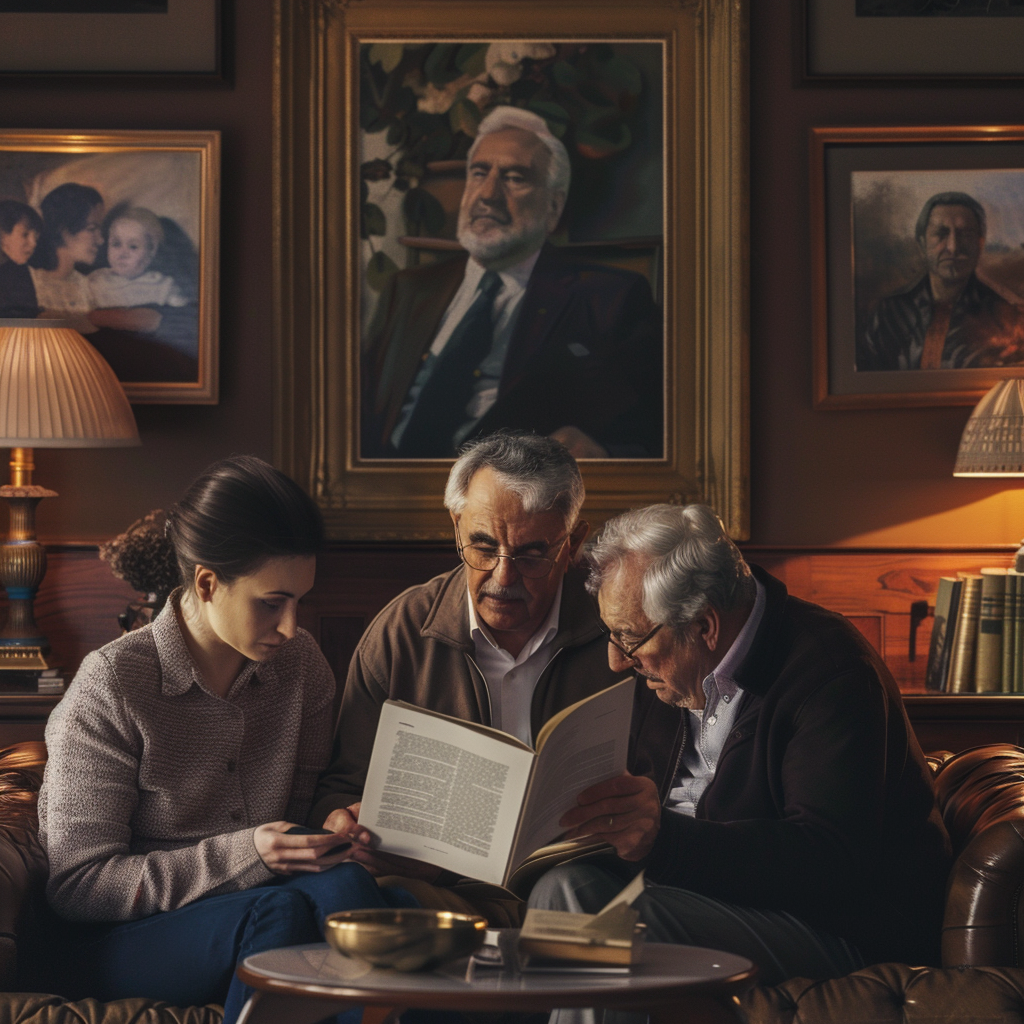 modern day family members reading a will with portrait o 65aa8c23 c7f7 4b3a b336 28a54e91317d