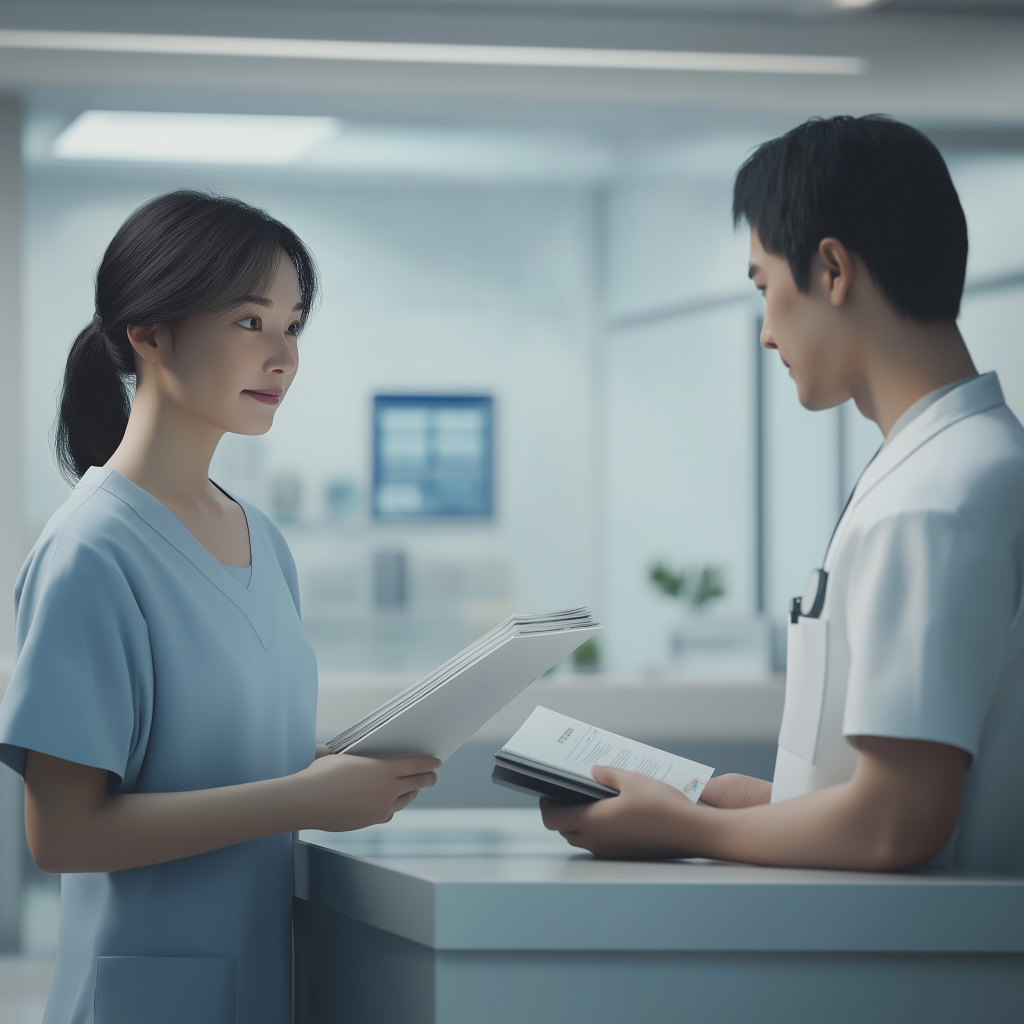 innov8tifmarketing patient submitting files to nurse at hospita acf61621 fa39 4b0f ab64 389161c280ef