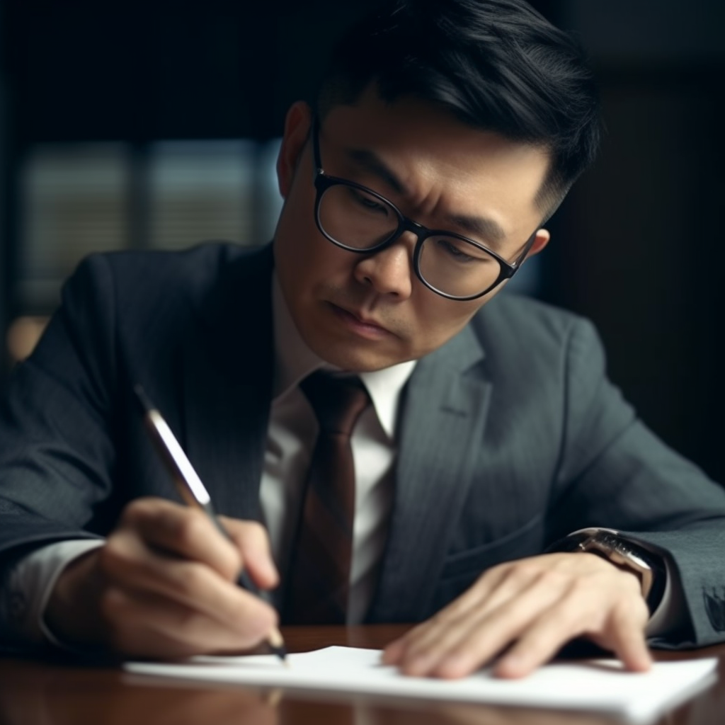 alldigital frustrated asian man signing forms 399ef572 38e5 4c26 ad7d eb6251c55fbf