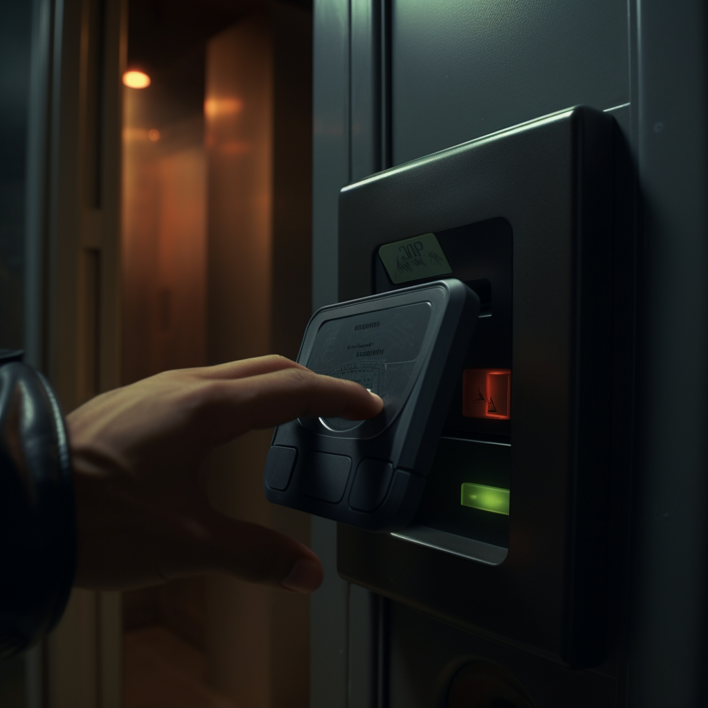 nguism person tapping card on scanner to gain access to door hy 43edc538 3944 41b5 9870 7971dea95fcc