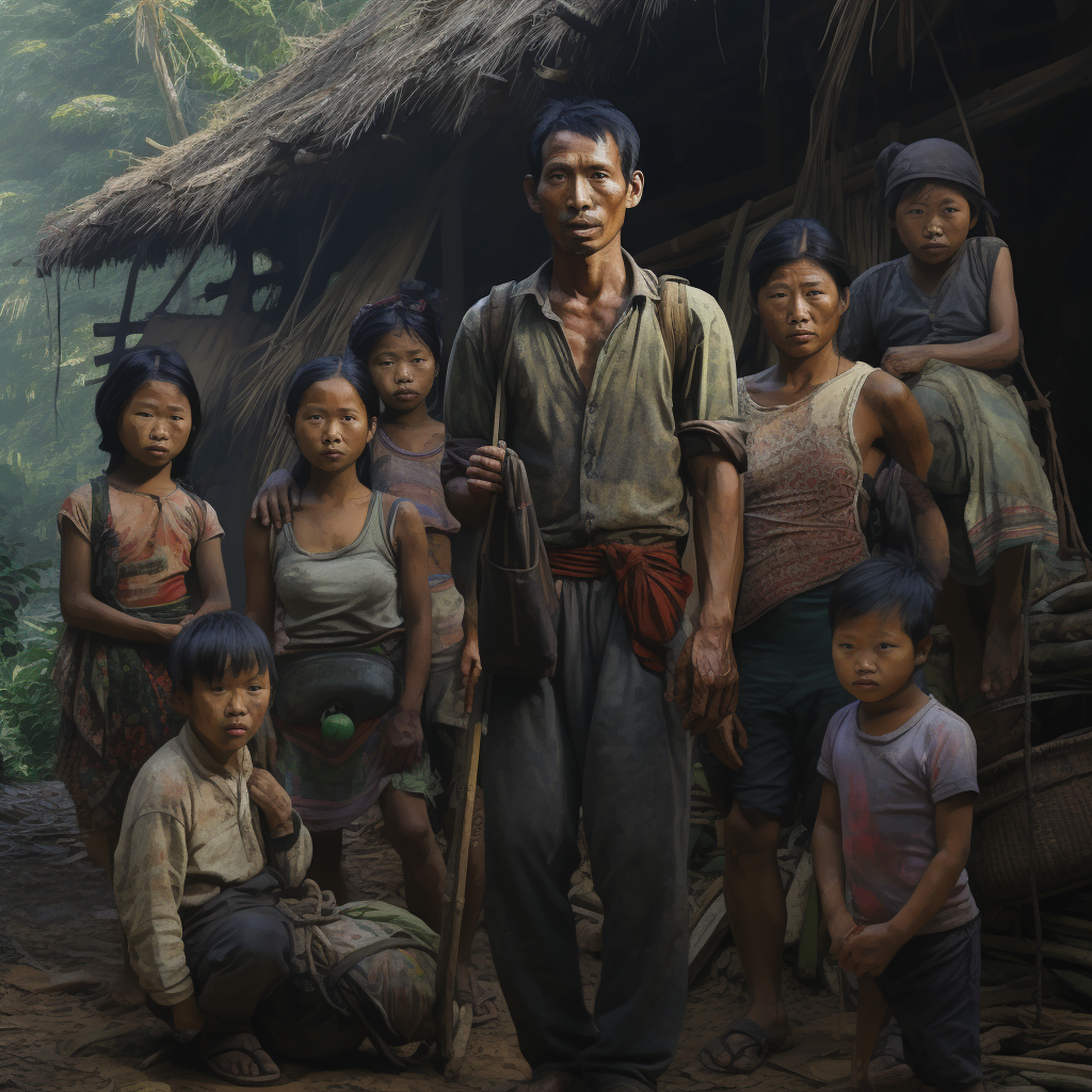 south east asian villagers in a group in a rural area im c142896e 2d5c 49ee bc4c bfc6a10f60d0